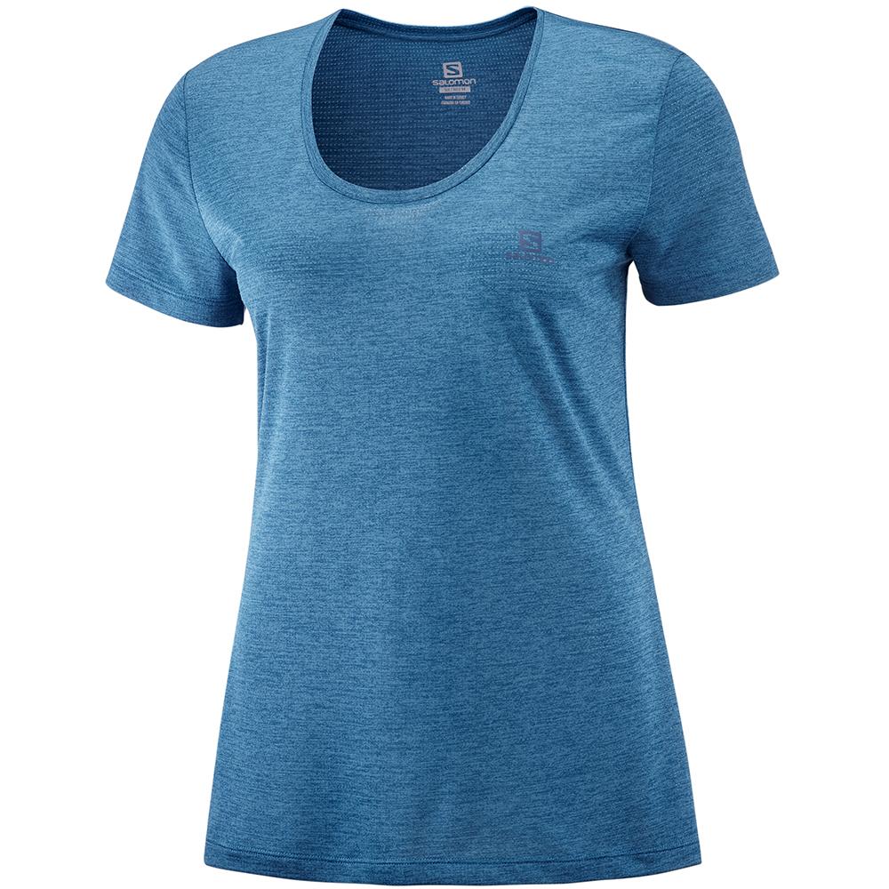 Salomon Singapore Womens T-shirts - AGILE SS W Blue | 07896-VTMF